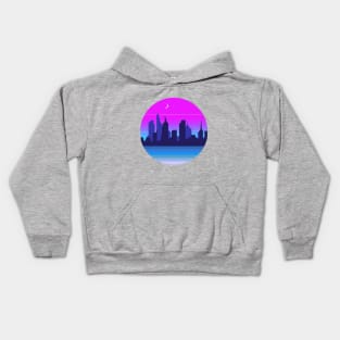 Retro City Skyline Night Kids Hoodie